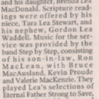 Lea Stewart; Death Notice