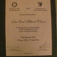 John Watson, Certificate