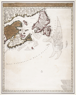 Carte Nouvelle contenant la Partie d'Amerique La Plus Septentrionale, ou sont exactement decrites les Provinces suivantes comme le Canada ou Nouvelle France, la Nouvelle Ecosse, la Nouvelle Angleterre, les Nouveaux Pais Bas, la Pensylvanie, la Virginie, la Caroline et l'Jle de Terre Neuve: avec les profondeuis le long des cotes et sur les bancs. Par Nicolas Visscher Avec Privilege des Etats Generaux.