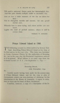Prince Edward Island in 1765: (1901, June). Prince Edward Island Magazine. 3(4), 121-126.