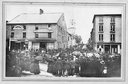 Dorchester Street from Queen Street - crowd gathering for a funeral