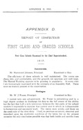 Appendix D. Report of Inspection of First Class and Graded Schools. First Class Schools Examined by the Chief Superintendent. 1910.