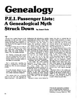PEI passenger lists : a genealogical myth struck down