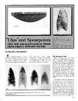"Ulus" and Spearpoints: Two New Archaeological Finds From Prince Edward Island